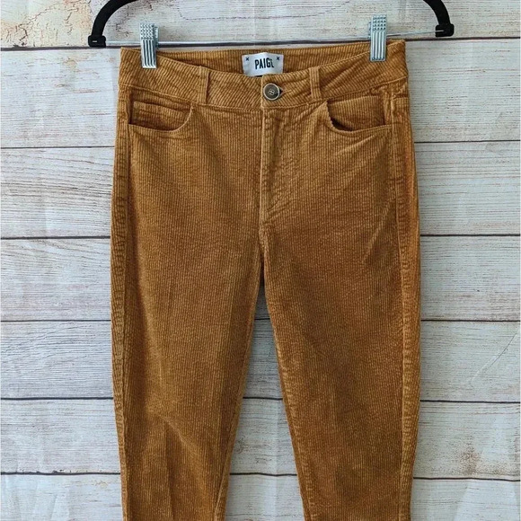 Paige Hoxton Ankle Skinny Corduroy Pants Marigold Anthropologie Exclusive - Picture 3 of 13